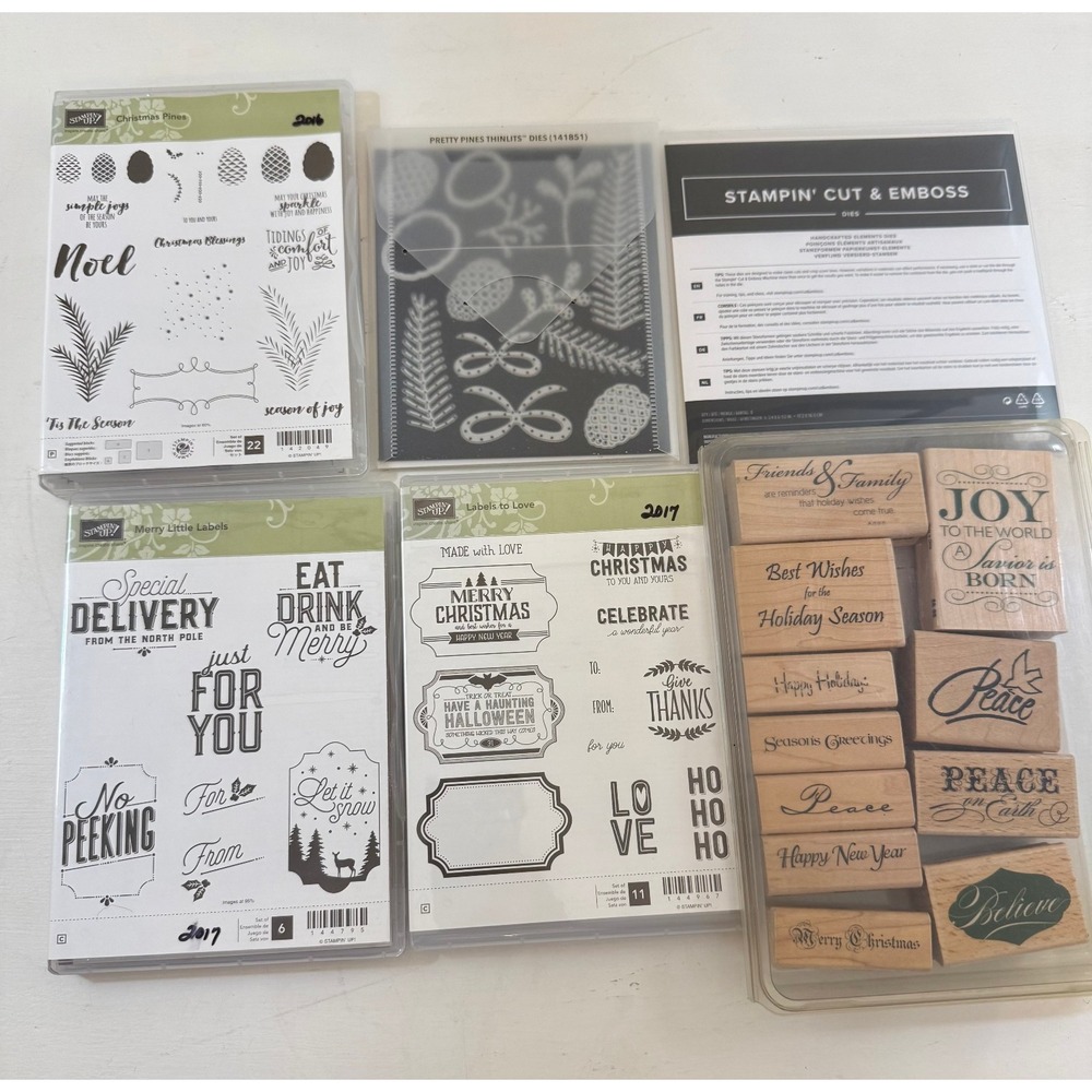 Stampin' Up! LOT 6 Stamp Sets photopolymer cling Rubber Dies Retired Christmas